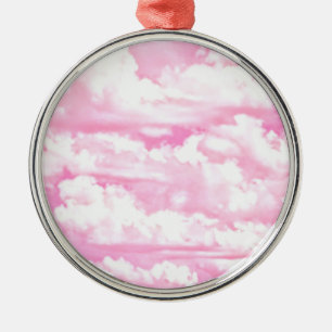 Fuchsia Pink Happy Clouds-decor Metalen Ornament