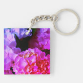 Fuchsia Pink Hydrangeas voor haar monogram Sleutelhanger (Achterkant)