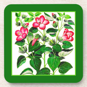 Fuchsia Pink Italiaanse Hibiscus bloemen Bier Onderzetter