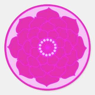 Fuchsia Pink Lotus Mandala Ronde Sticker