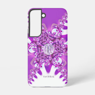 Fuchsia Pink Modern  Monogram Aangepaste naam Samsung Galaxy Hoesje