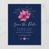 Fuchsia Pink Navy Blue Wedding Save Date (Voorkant)