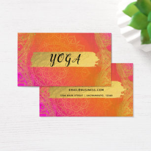 Fuchsia Pink Oranje & Gold Indian Gift Certificate Visitekaartjes