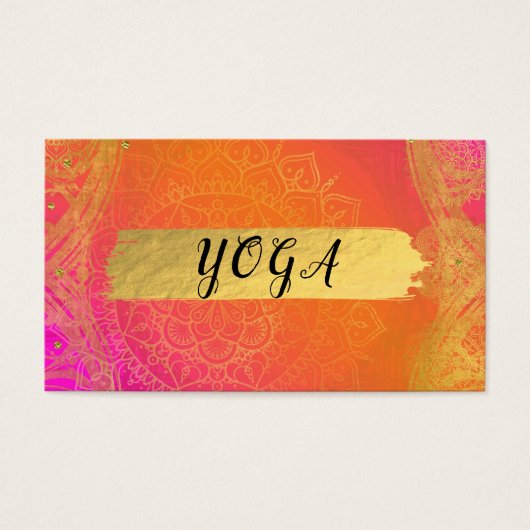 Fuchsia Pink Oranje & Gold Indian Gift Certificate Visitekaartjes (Voorkant)
