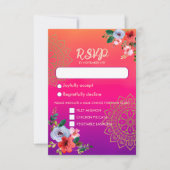 Fuchsia Pink Oranje Paars Bright en Vet Floral RSVP Kaartje (Voorkant)
