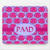 Fuchsia Pink Paars Art Nouveau Damask Monogram Muismat (Voorkant)