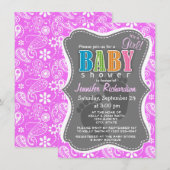 Fuchsia Pink Paisley; Bloemen Kaart (Voorkant / Achterkant)