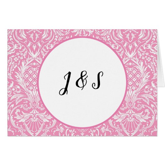 Fuchsia Pink Pineapple Victoriaans Damask (Voorkant Horizontaal)