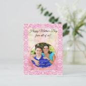 Fuchsia Pink Pineapple Victoriaans Damask Briefkaart (Staand voorkant)