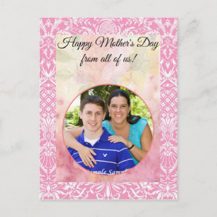 Fuchsia Pink Pineapple Victoriaans  Damask Briefkaart