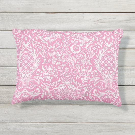 Fuchsia Pink Pineapple Victoriaans Damask Buitenkussen (Achterkant)