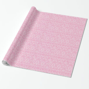 Fuchsia Pink Pineapple Victoriaans Damask Cadeaupapier