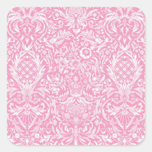 Fuchsia Pink Pineapple Victoriaans  Damask Vierkante Sticker