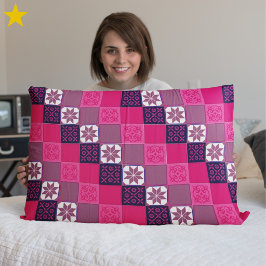 Fuchsia Pink Purple Classic European Mosaic Tiles Kussensloop