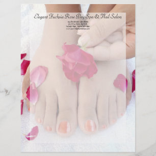  Fuchsia Pink Rose Pedicure Salon Gepersonaliseerd Briefhoofd