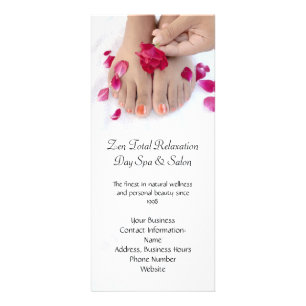 Fuchsia Pink Rose Pedicure Salon Reclamekaart