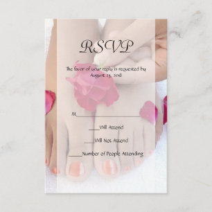  Fuchsia Pink Rose Pedicure Salon RSVP Kaartje
