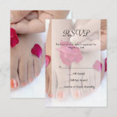 Fuchsia Pink Rose Pedicure Salon RSVP Kaartje (Voorkant / Achterkant)