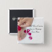 Fuchsia Pink Rose Pedicure Salon Vierkante Button 5,1 Cm (Voorkant /achterkant)