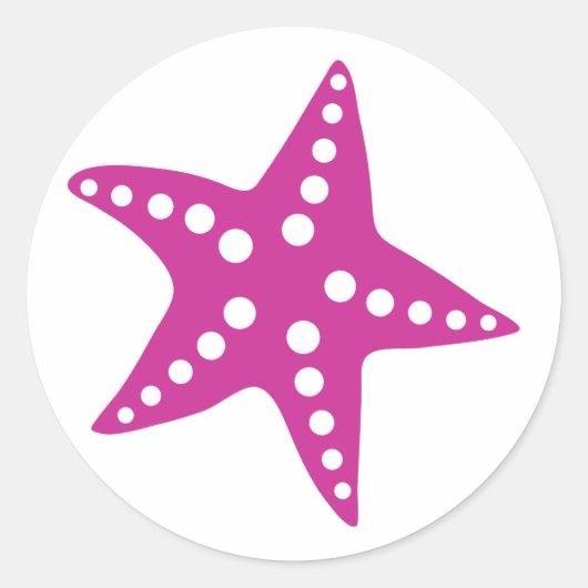 Fuchsia Pink Starfish Sticker, strand thema Ronde Sticker (Voorkant)