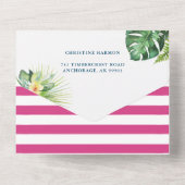 Fuchsia Pink Tropisch Baby shower Diaper Raffle All In One Uitnodiging (Achterkant)