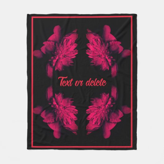 Fuchsia Pioen Abstract Bloemen gepersonaliseerd Fleece Deken (Voorkant)