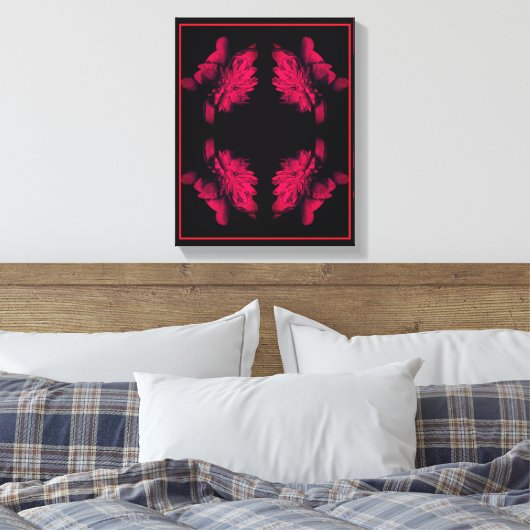 Fuchsia Pioen Abstracte Bloemenkunst Canvas Afdruk (Insitu (Slaapkamer))