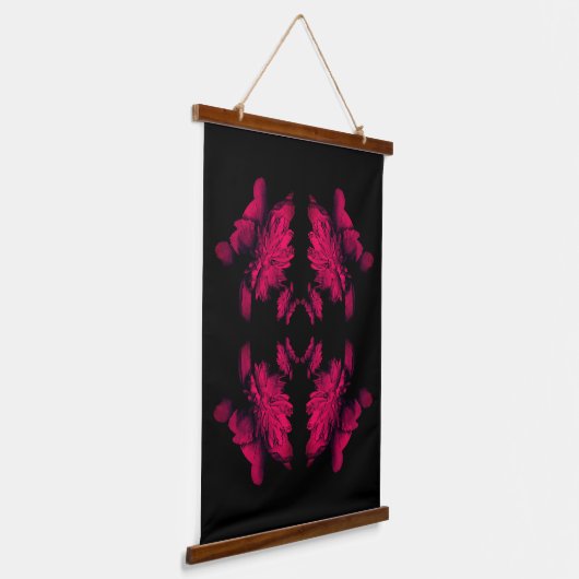 Fuchsia Pioen Abstracte Bloemenkunst Hangend Wandkleed (Gebogen)