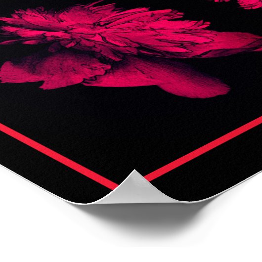 Fuchsia Pioen Abstracte Bloemenkunst Poster (Hoek)