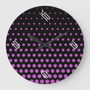 Fuchsia Polka Dot Modern Black Grote Klok