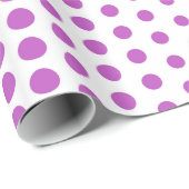 Fuchsia Polka Dot Modern White Cadeaupapier (Rol Hoek)
