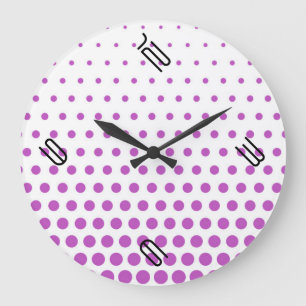 Fuchsia Polka Dot Modern White Grote Klok
