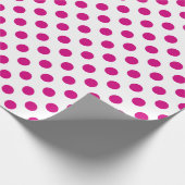Fuchsia polka dots cadeaupapier (Hoek)