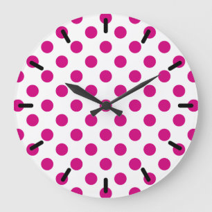 Fuchsia polka dots grote klok