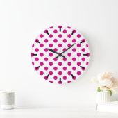 Fuchsia polka dots grote klok (Huis)