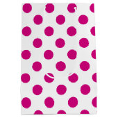 Fuchsia polka dots medium cadeauzakje (Achterkant)