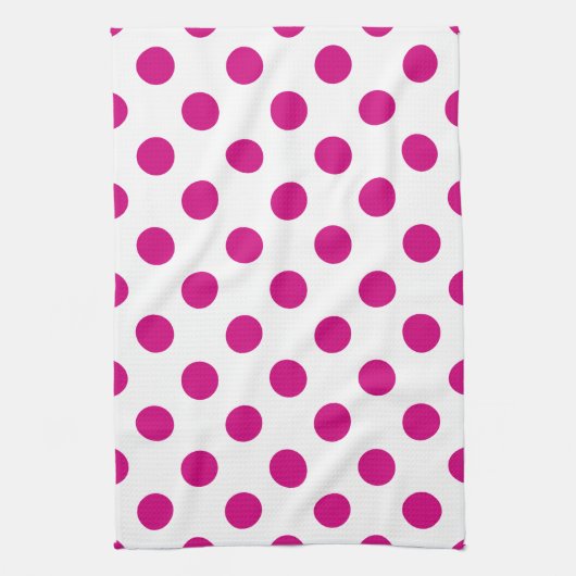 Fuchsia polka dots theedoek (Verticaal)