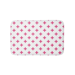 Fuchsia polka kruist wit badmat