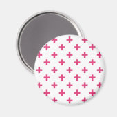 Fuchsia polka kruist wit magneet (Voorkant / Achterkant)