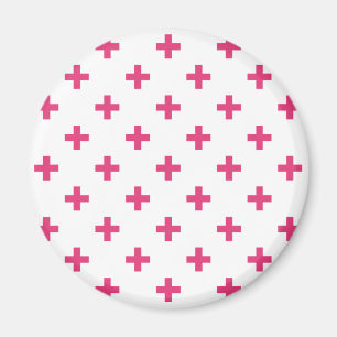 Fuchsia polka kruist wit magneet