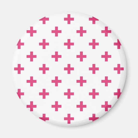 Fuchsia polka kruist wit magneet (Voorkant)