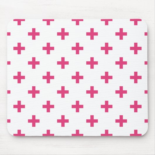 Fuchsia polka kruist wit muismat (Voorkant)