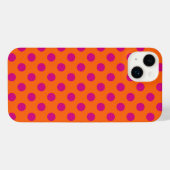 Fuchsia polka-punten op sinaasappel iPhone hoesje (Achterkant horizontaal)