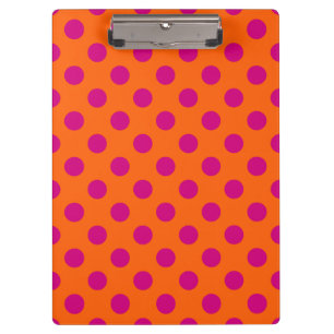 Fuchsia polka-punten op sinaasappel klembord
