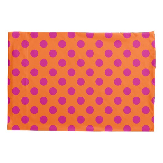 Fuchsia polka-punten op sinaasappel kussensloop (Achterkant)