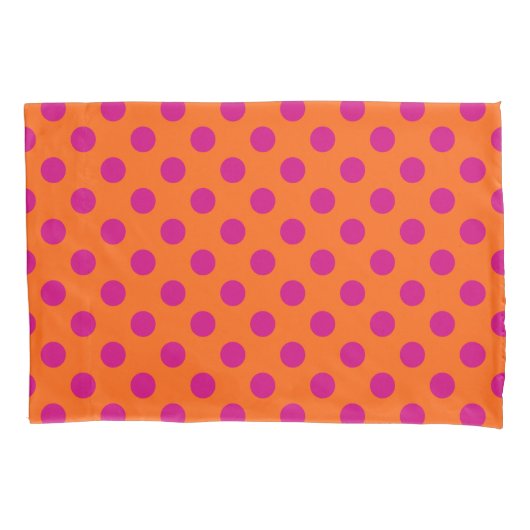 Fuchsia polka-punten op sinaasappel kussensloop (Voorkant)
