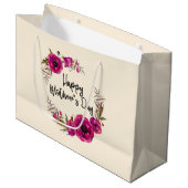 Fuchsia Poppies Floral WreatHappy Moederdag Groot Cadeauzakje (Voorkant Gekanteld)