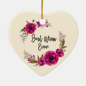 Fuchsia Poppies Floral WreatHappy Moederdag Keramisch Ornament (Achterkant)