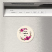 Fuchsia Poppies Floral WreatHappy Moederdag Magneet (Insitu (Vaatwasser))