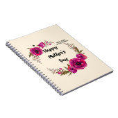 Fuchsia Poppies Floral WreatHappy Moederdag Notitieboek (Rechterzijde)